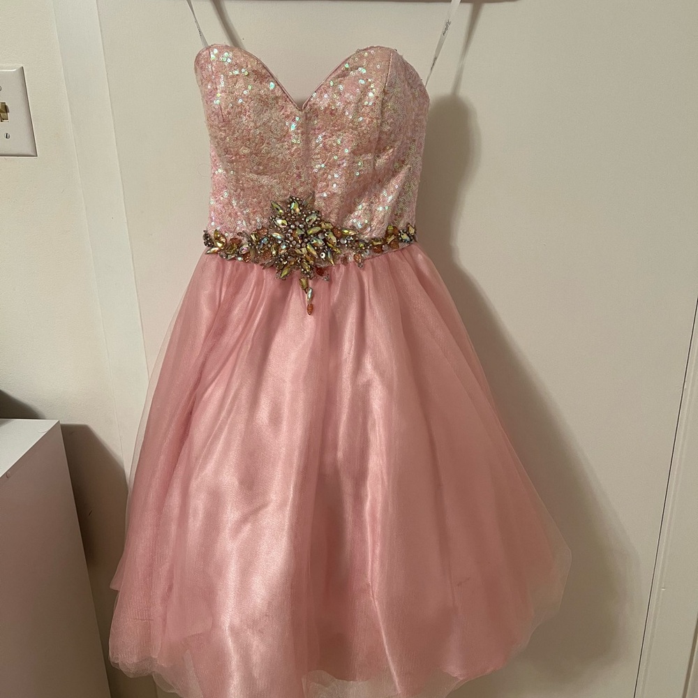 Pink bedazzled dress custom made